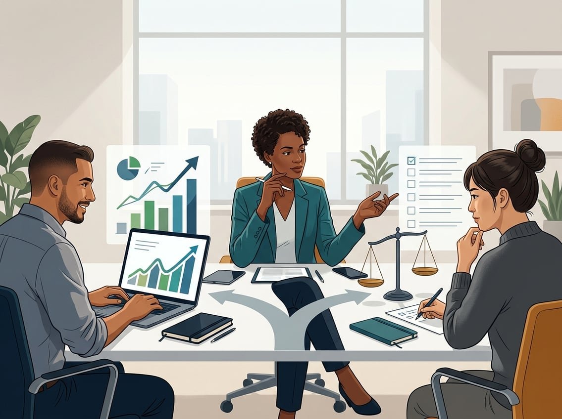 A reviewer compares two possible paths while evaluating whether a marketing tool suits different business users.